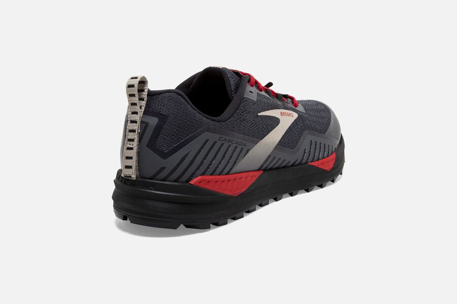 Cascadia 15 GTX Trail Brooks Running Shoes NZ Mens - Black/Red - XRZTEO-634